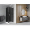 Mexen Rio quadratische Duschkabine 80 x 80 cm, Grafit, Chrom + Duschwanne, Weiß - 860-080-080-01-40-4510