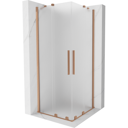 Mexen Velar Duo Schiebeduschkabine 80 x 80 cm, mattiert, gebürstetes Kupfer - 871-080-080-32-65