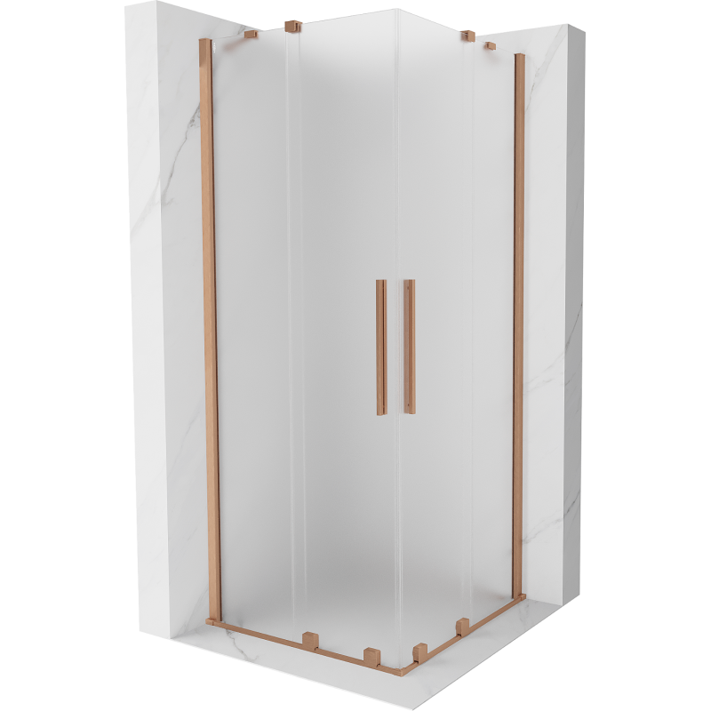 Mexen Velar Duo Schiebeduschkabine 90 x 90 cm, matt, gebürstetes Kupfer - 871-090-090-32-65