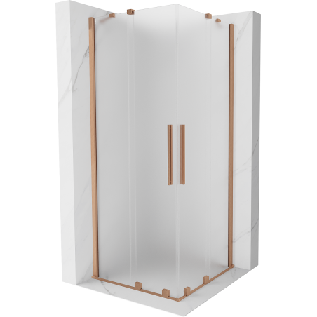 Mexen Velar Duo Schiebeduschkabine 100 x 100 cm, matt, gebürstetes Kupfer - 871-100-100-32-65