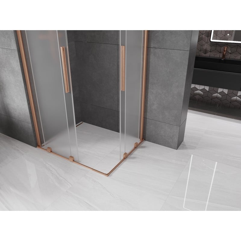 Mexen Velar Duo Schiebeduschkabine 90 x 80 cm, satiniert, gebürstetes Kupfer - 871-090-080-32-65
