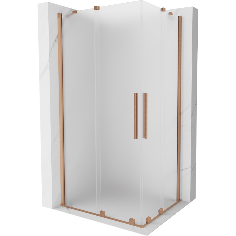 Mexen Velar Duo Schiebeduschkabine 100 x 90 cm, Frost, gebürstetes Kupfer - 871-100-090-32-65