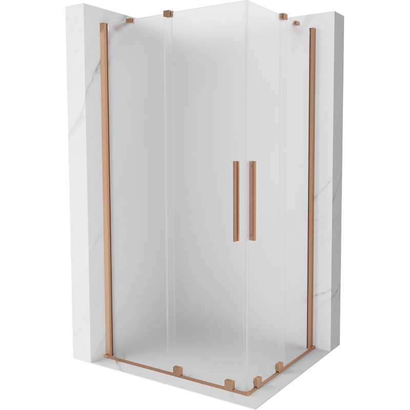 Mexen Velar Duo Schiebeduschkabine 90 x 80 cm, satiniert, gebürstetes Kupfer - 871-090-080-32-65