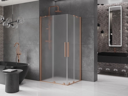Mexen Velar Duo Schiebeduschkabine 90 x 80 cm, satiniert, gebürstetes Kupfer - 871-090-080-32-65