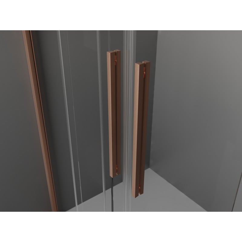 Mexen Velar Duo Schiebeduschkabine 90 x 90 cm, matt, gebürstetes Kupfer - 871-090-090-32-65