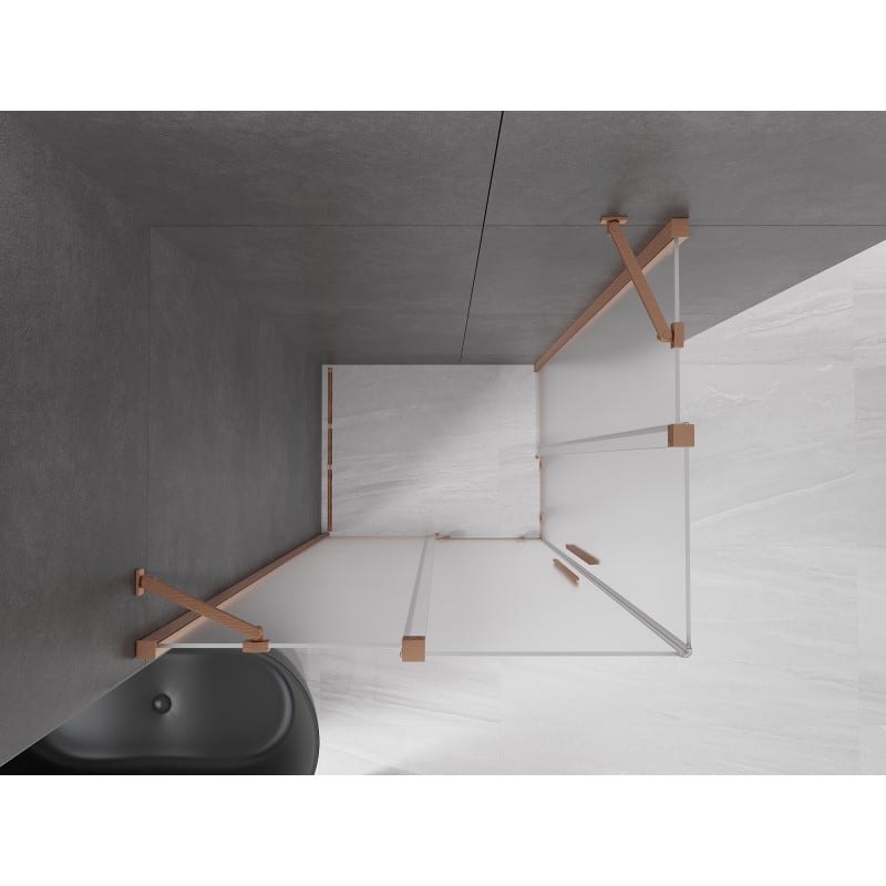 Mexen Velar Duo Schiebeduschkabine 100 x 90 cm, Frost, gebürstetes Kupfer - 871-100-090-32-65