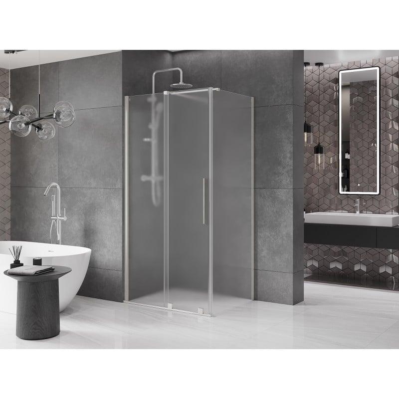 Mexen Velar Duschkabine Schiebetür 100 x 70 cm, Frost, gebürsteter Nickel - 871-100-070-31-97