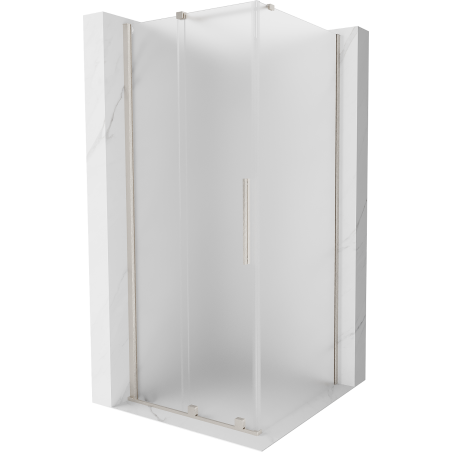 Mexen Velar Schiebeduschkabine 100 x 100 cm, Milchglas, gebürsteter Nickel - 871-100-100-31-97