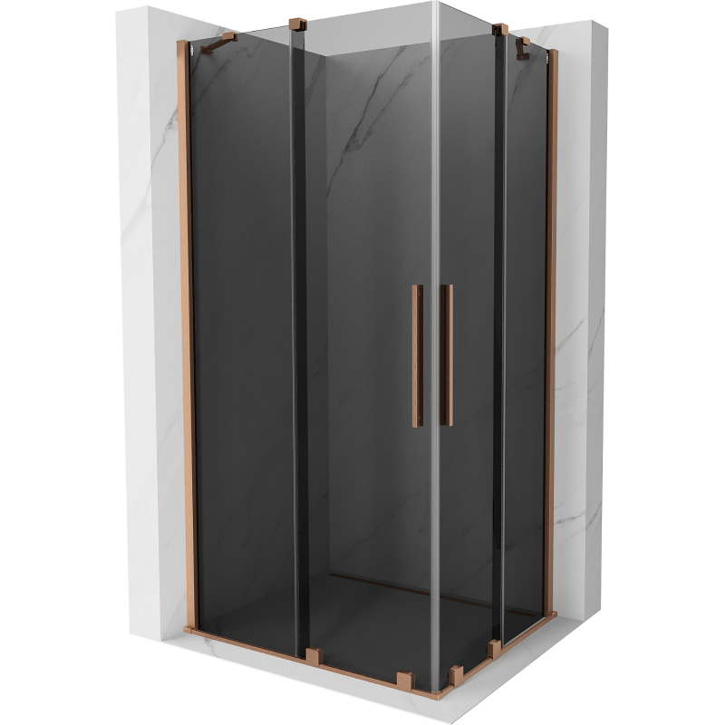 Mexen Velar Duo Schiebeduschkabine 100 x 90 cm, Grafit, Gebürstetes Kupfer - 871-100-090-42-65