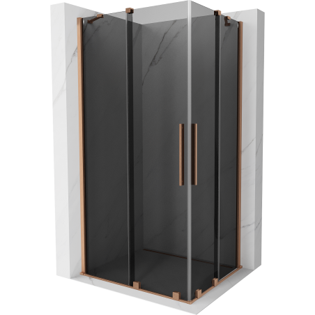 Mexen Velar Duo Schiebeduschkabine 100 x 90 cm, Grafit, Gebürstetes Kupfer - 871-100-090-42-65
