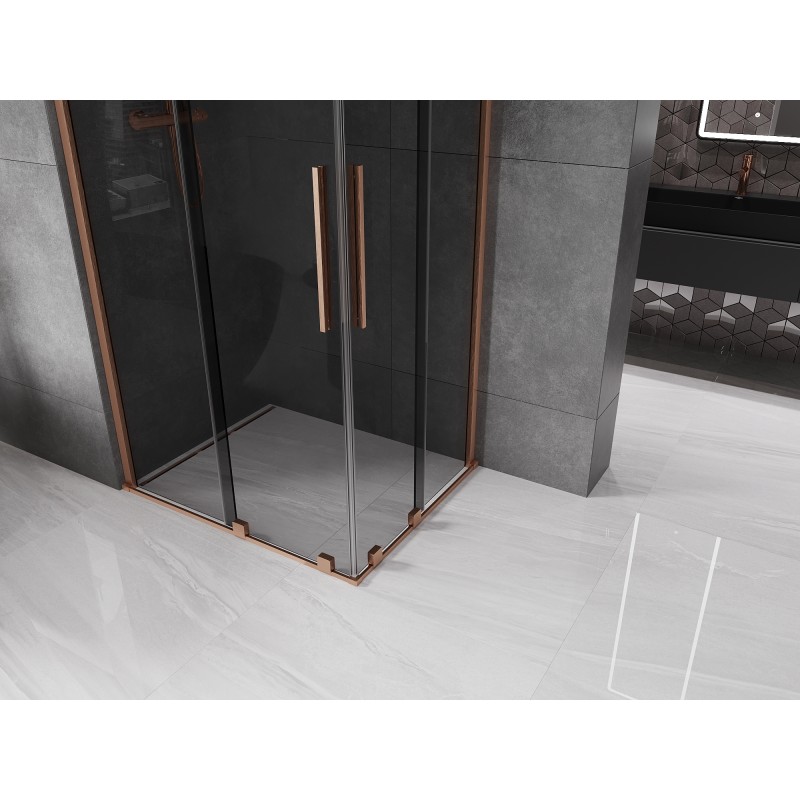 Mexen Velar Duo Schiebeduschkabine 100 x 90 cm, Grafit, Gebürstetes Kupfer - 871-100-090-42-65