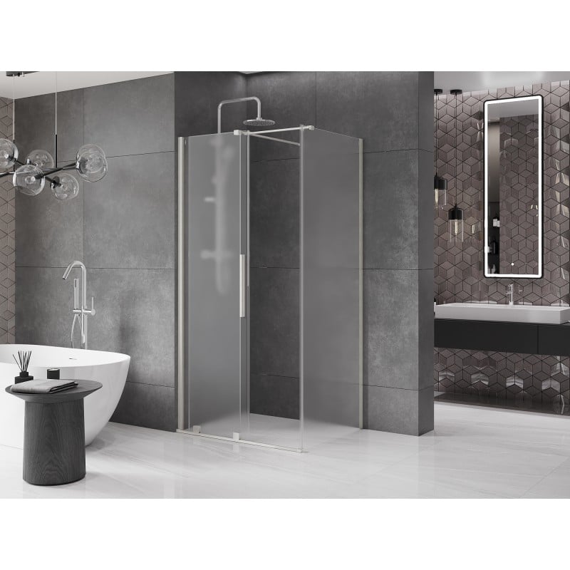 Mexen Velar Duschkabine Schiebetür 110 x 100 cm, Frost, gebürsteter Nickel - 871-110-100-31-97