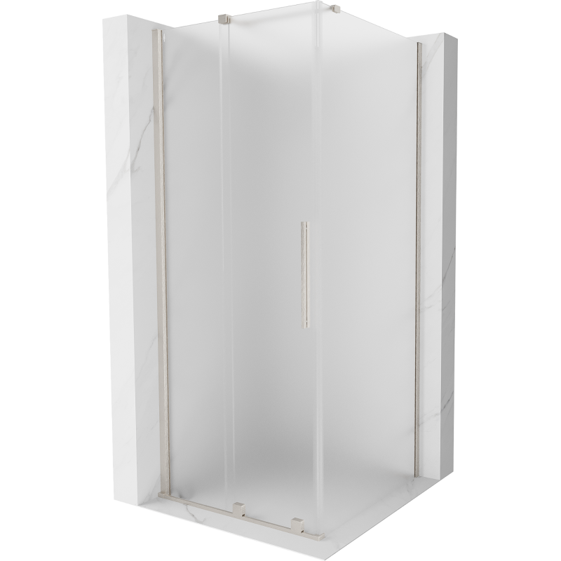 Mexen Velar Duschkabine Schiebetür 110 x 110 cm, Mattglas, Gebürsteter Nickel - 871-110-110-31-97