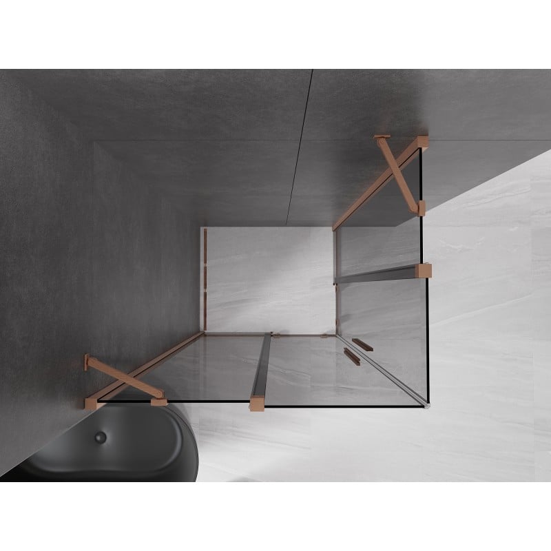Mexen Velar Duo Duschkabine Schiebetür 90 x 80 cm, graphit, gebürstetes Kupfer - 871-090-080-42-65