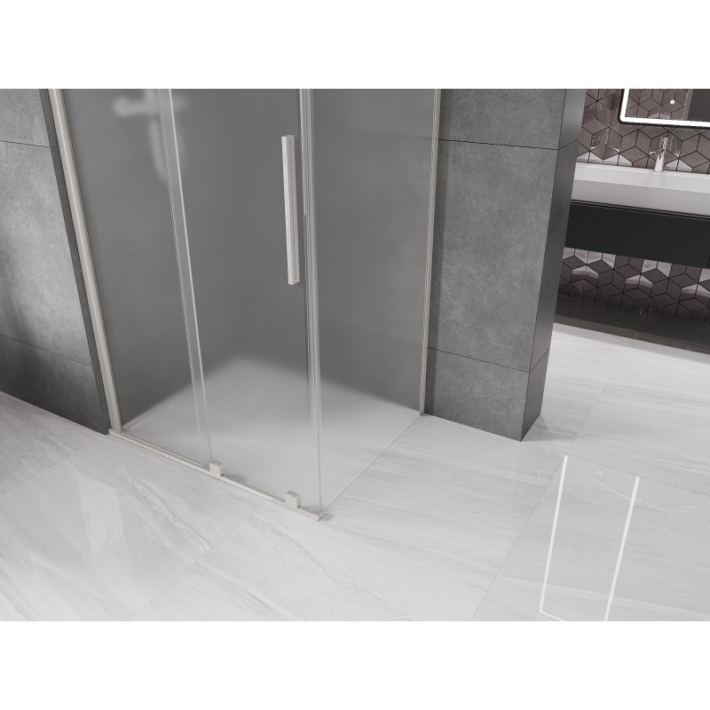 Mexen Velar Duschkabine schiebbar 120 x 100 cm, Frostglas, gebürsteter Nickel - 871-120-100-31-97