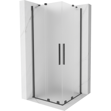 Mexen Velar Duo Schiebeduschkabine 90 x 90 cm, Mattglas, gebürstetes Gun Gray - 871-090-090-32-66