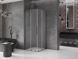 Mexen Velar Duo Duschkabine Schiebetür 100 x 100 cm, matt, gebürstet Gun Gray - 871-100-100-32-66