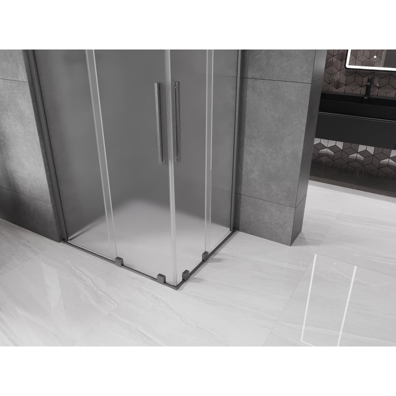 Mexen Velar Duo verschiebbare Duschkabine 90 x 80 cm, matt, gebürstetes Gun Gray - 871-090-080-32-66