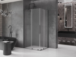 Mexen Velar Duo verschiebbare Duschkabine 90 x 80 cm, matt, gebürstetes Gun Gray - 871-090-080-32-66