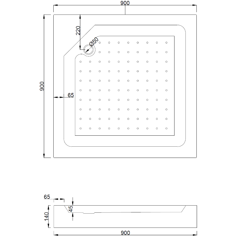 Mexen Rio quadratische Duschkabine 90 x 90 cm, transparent, schwarz + Duschwanne, weiß - 860-090-090-70-00-4510