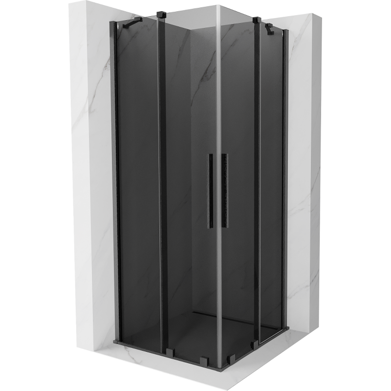 Mexen Velar Duo Schiebetür-Duschkabine 90 x 90 cm, grafit, gebürstet gun gray - 871-090-090-42-66