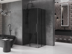 Mexen Velar Duo Schiebeduschkabine 90 x 80 cm, Graphit, gebürstet Gun Gray - 871-090-080-42-66