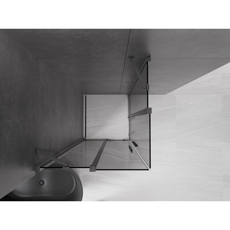 Mexen Velar Duo Schiebeduschkabine 100 x 100 cm, Graphit, gun gray gebürstet - 871-100-100-42-66