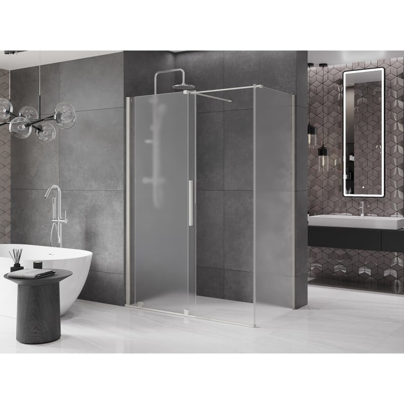 Mexen Velar Duschkabine Schiebetür 140 x 75 cm, matt, gebürstetes Nickel - 871-140-075-31-97