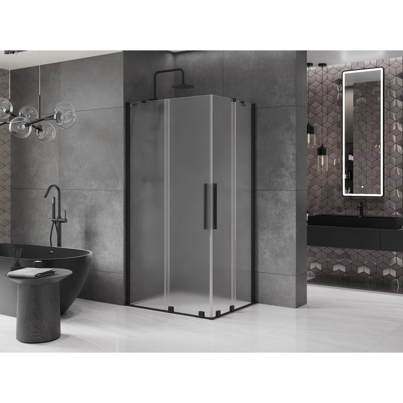 Mexen Velar Duo Schiebeduschkabine 100 x 90 cm, matt, schwarz - 871-100-090-32-70