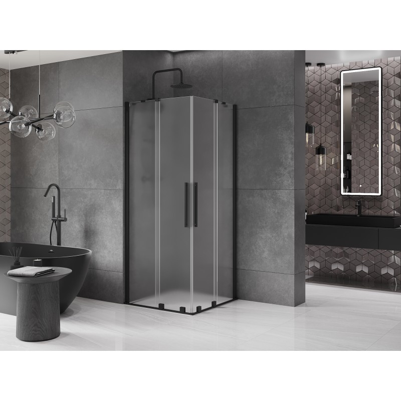 Mexen Velar Duo Duschkabine, Schiebetür, 80 x 80 cm, matt, schwarz - 871-080-080-32-70