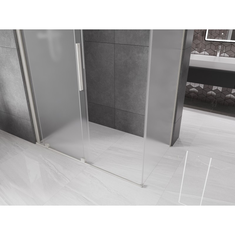 Mexen Velar Schiebeduschkabine 160 x 75 cm, Frost, gebürsteter Nickel - 871-160-075-31-97