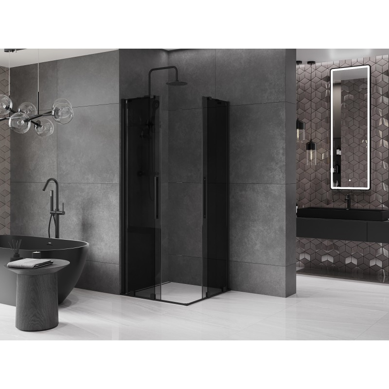 Mexen Velar Duo Duschkabine Schiebetür 80 x 80 cm, Grafit, Schwarz - 871-080-080-42-70