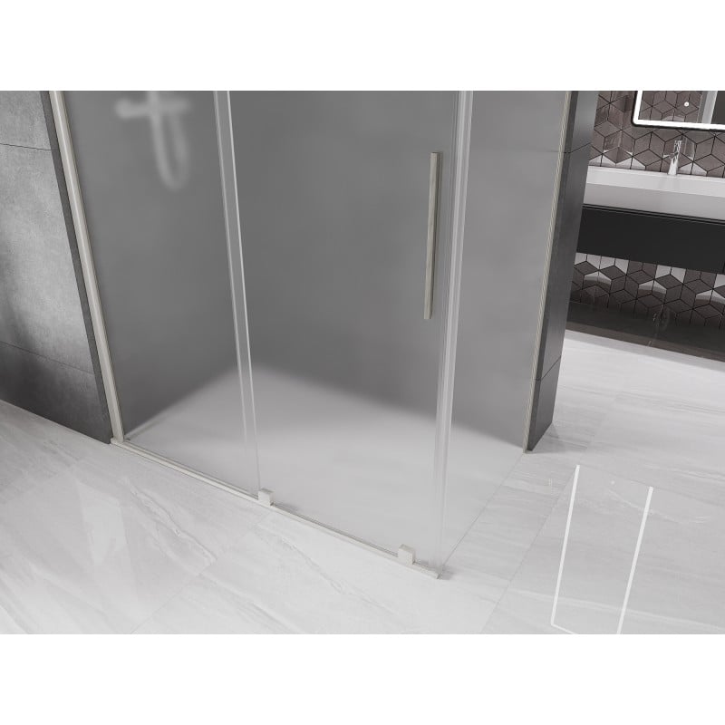 Mexen Velar Duschkabine Schiebetür 160 x 85 cm, Mattglas, Gebürsteter Nickel - 871-160-085-31-97