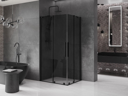 Mexen Velar Duo Schiebedusche 90 x 80 cm, Graphit, Schwarz - 871-090-080-42-70
