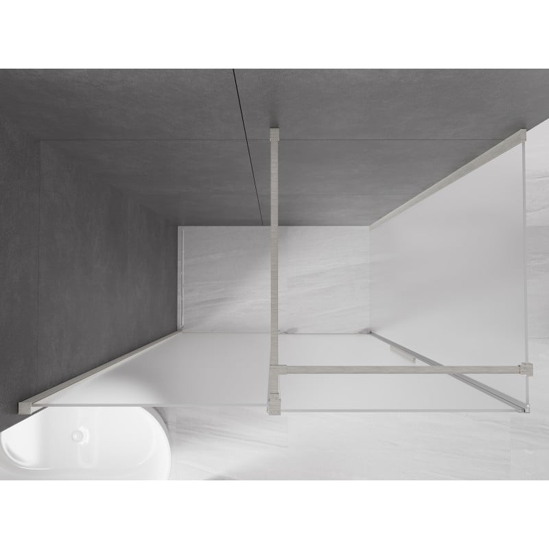 Mexen Velar Duschkabine Schiebetür 160 x 90 cm, Milchglas, gebürstetes Nickel - 871-160-090-31-97
