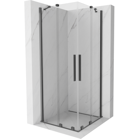 Mexen Velar Duo Duschkabine zum Schieben 80 x 80 cm, transparent, Gun Metal - 871-080-080-02-95
