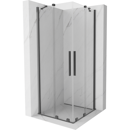 Mexen Velar Duo Schiebeduschkabine 90 x 90 cm, transparent, Gun Metal - 871-090-090-02-95