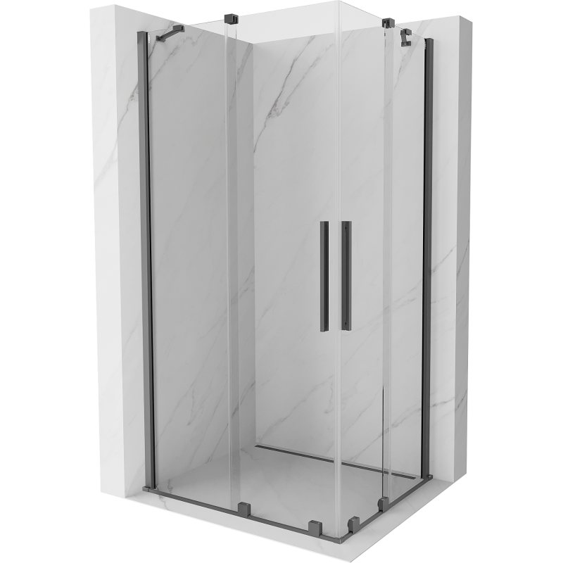 Mexen Velar Duo Schiebetür-Duschkabine 100 x 90 cm, transparent, gun metal - 871-100-090-02-95