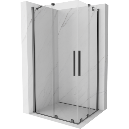 Mexen Velar Duo Schiebetür-Duschkabine 100 x 90 cm, transparent, gun metal - 871-100-090-02-95