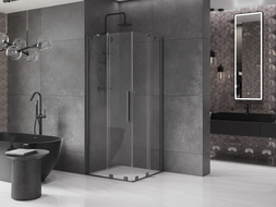 Mexen Velar Duo Schiebeduschkabine 100 x 100 cm, transparent, Gun Metal - 871-100-100-02-95