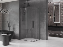 Mexen Velar Duo Schiebetür-Duschkabine 100 x 90 cm, transparent, gun metal - 871-100-090-02-95