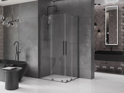 Mexen Velar Duo Schiebeduschkabine 90 x 80 cm, transparent, Gun Metal - 871-090-080-02-95