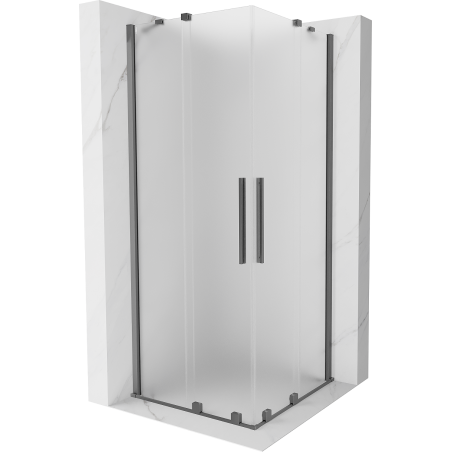 Mexen Velar Duo Duschkabine Schiebetür 90 x 90 cm, Mattglas, Gun Metal - 871-090-090-32-95