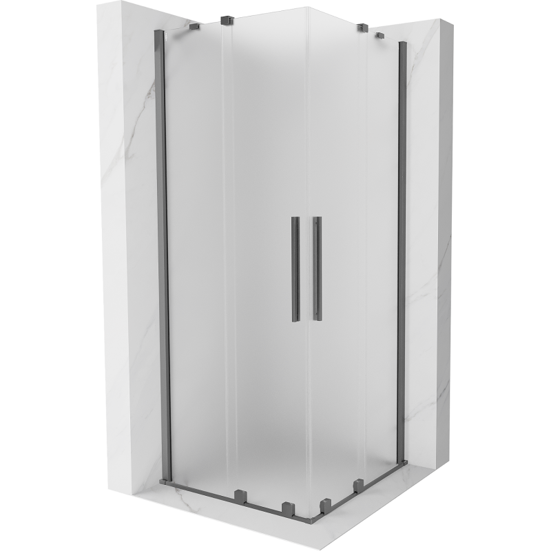 Mexen Velar Duo Duschkabine, Schiebetür 80 x 80 cm, mattiert, Gun Metal - 871-080-080-32-95