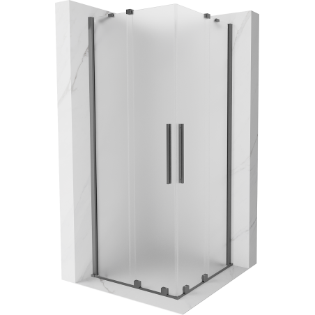 Mexen Velar Duo Duschkabine, Schiebetür 80 x 80 cm, mattiert, Gun Metal - 871-080-080-32-95