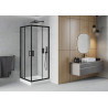 Mexen Rio quadratische Duschkabine 80 x 80 cm, transparent, schwarz + Duschwanne, weiß - 860-080-080-70-00-4510