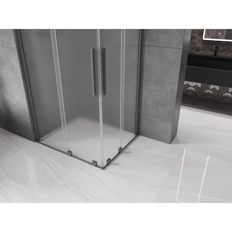 Mexen Velar Duo Duschkabine schiebbar 90 x 80 cm, Mattglas, Gun Metal - 871-090-080-32-95