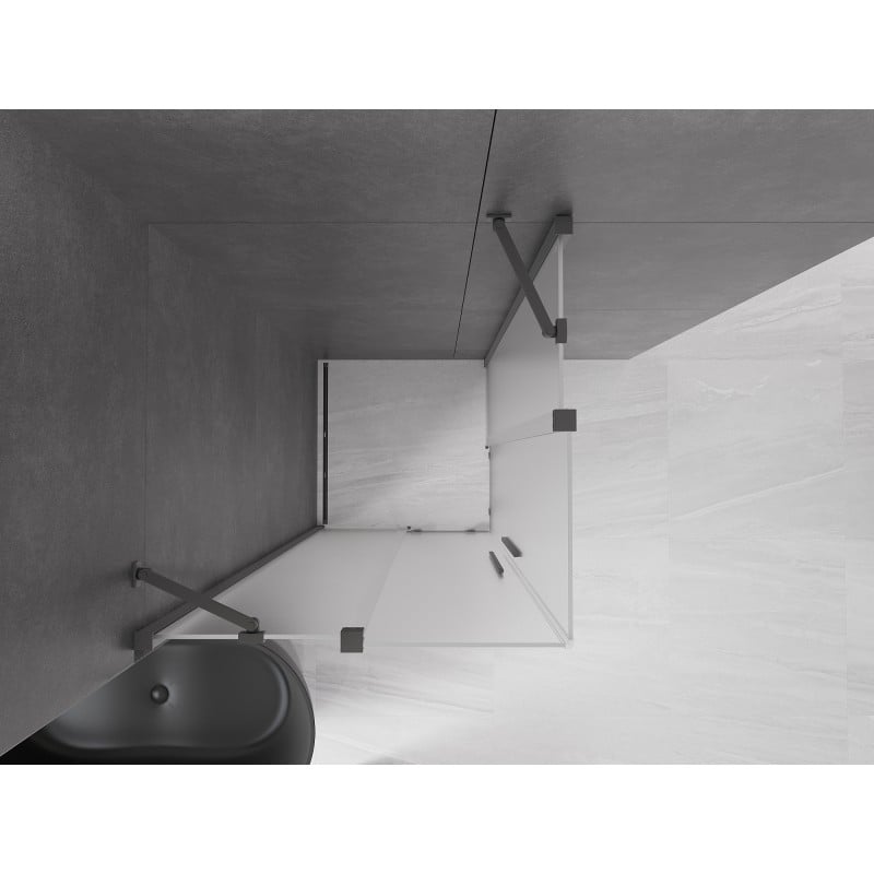 Mexen Velar Duo Duschkabine, Schiebetür 80 x 80 cm, mattiert, Gun Metal - 871-080-080-32-95