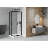 Mexen Rio quadratische Duschkabine 80 x 80 cm, transparent, schwarz + Duschwanne, weiß - 860-080-080-70-00-4510