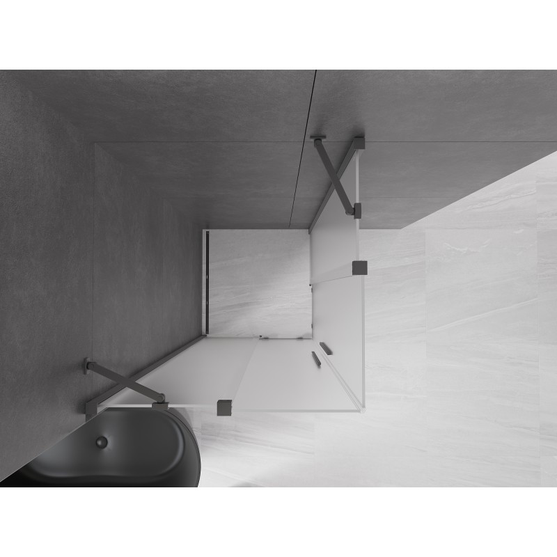 Mexen Velar Duo Duschkabine Schiebetür 100 x 100 cm, matt, Gun Metal - 871-100-100-32-95